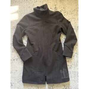 Ibex 100% New Zealand Merino Wool Brown Long Zip Up Jacket Embroidered M